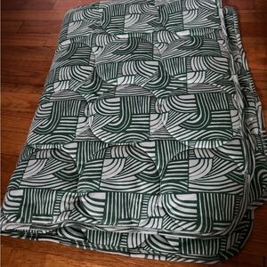 kate quinn Green and White Geometric Quilted Comforter